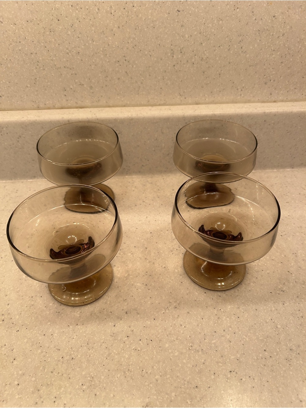 Vintage Libbey Tawny Accent Smoke Brown Champagne Sherbet Glasses - Set of 4